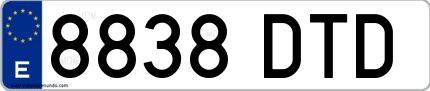 Ejemplo de matrícula española 8838 DTD