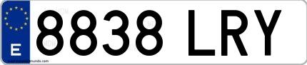 Ejemplo de matrícula española 8838 LRY