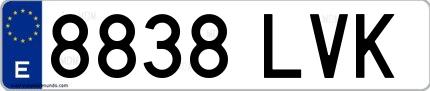 Ejemplo de matrícula española 8838 LVK