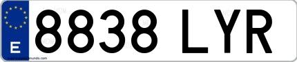 Ejemplo de matrícula española 8838 LYR
