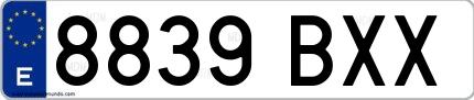 Ejemplo de matrícula española 8839 BXX