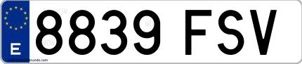 Ejemplo de matrícula española 8839 FSV
