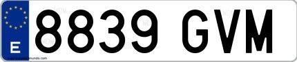 Ejemplo de matrícula española 8839 GVM