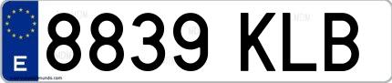 Ejemplo de matrícula española 8839 KLB