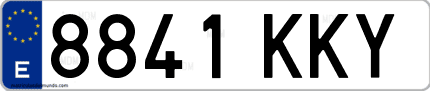 Ejemplo de matrícula de coche ordinaria 8841 KKY