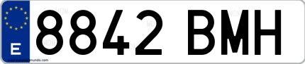 Ejemplo de matrícula española 8842 BMH