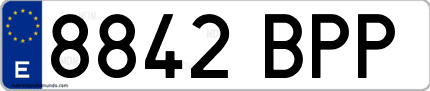 Ejemplo de matrícula de coche ordinaria 8842 BPP