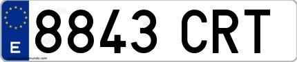 Ejemplo de matrícula española 8843 CRT