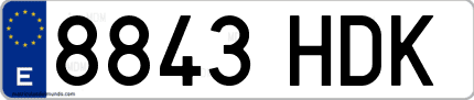 Ejemplo de matrícula de coche ordinaria 8843 HDK