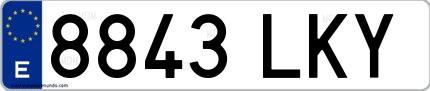 Ejemplo de matrícula española 8843 LKY