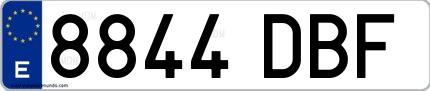 Ejemplo de matrícula española 8844 DBF