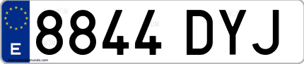 Ejemplo de matrícula de coche ordinaria 8844 DYJ