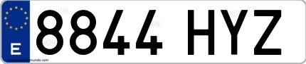 Ejemplo de matrícula española 8844 HYZ