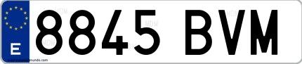 Ejemplo de matrícula española 8845 BVM