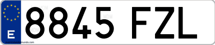 Ejemplo de matrícula de coche ordinaria 8845 FZL