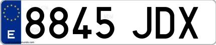 Ejemplo de matrícula española 8845 JDX