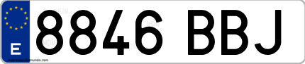 Ejemplo de matrícula de coche ordinaria 8846 BBJ