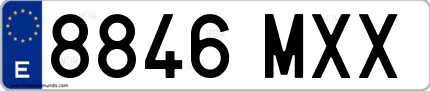 Ejemplo de matrícula de coche ordinaria 8846 MXX