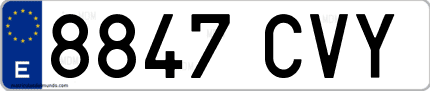 Ejemplo de matrícula de coche ordinaria 8847 CVY