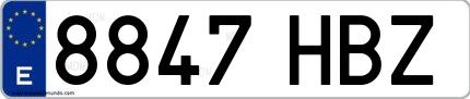Ejemplo de matrícula española 8847 HBZ
