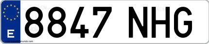 Ejemplo de matrícula española 8847 NHG