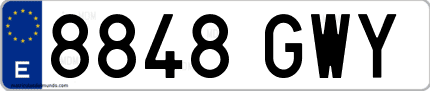 Ejemplo de matrícula de coche ordinaria 8848 GWY