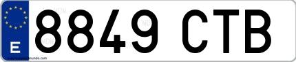 Ejemplo de matrícula española 8849 CTB