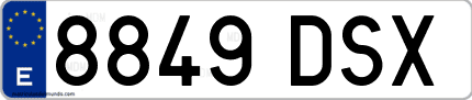 Ejemplo de matrícula de coche ordinaria 8849 DSX