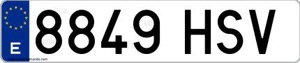 Ejemplo de matrícula española 8849 HSV