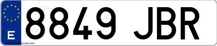 Ejemplo de matrícula española 8849 JBR