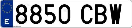 Ejemplo de matrícula española 8850 CBW