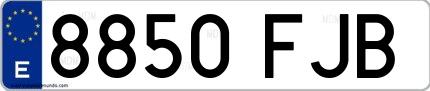 Ejemplo de matrícula española 8850 FJB