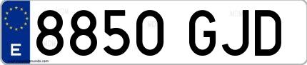 Ejemplo de matrícula española 8850 GJD