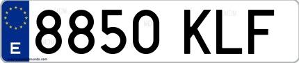 Ejemplo de matrícula española 8850 KLF