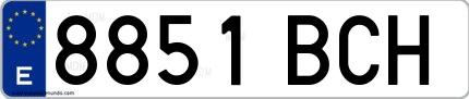 Ejemplo de matrícula española 8851 BCH