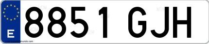 Ejemplo de matrícula española 8851 GJH