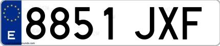 Ejemplo de matrícula española 8851 JXF