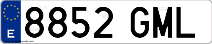 Ejemplo de matrícula de coche ordinaria 8852 GML