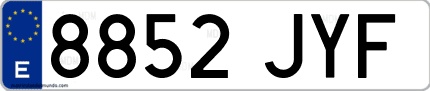 Ejemplo de matrícula de coche ordinaria 8852 JYF