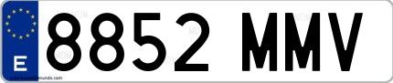 Ejemplo de matrícula española 8852 MMV