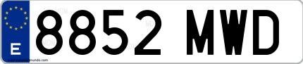 Ejemplo de matrícula española 8852 MWD