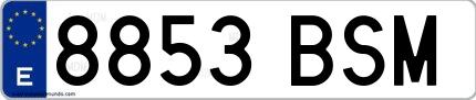 Ejemplo de matrícula española 8853 BSM
