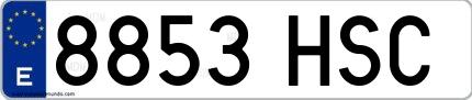 Ejemplo de matrícula española 8853 HSC
