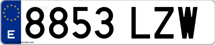 Ejemplo de matrícula de coche ordinaria 8853 LZW