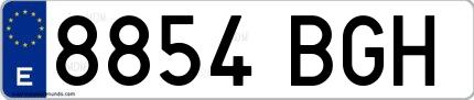 Ejemplo de matrícula española 8854 BGH