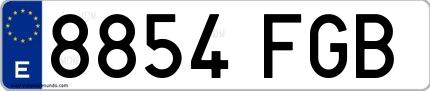 Ejemplo de matrícula española 8854 FGB
