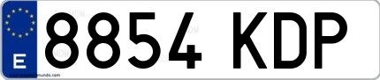 Ejemplo de matrícula española 8854 KDP