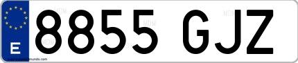 Ejemplo de matrícula española 8855 GJZ