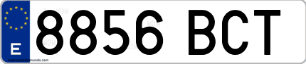 Ejemplo de matrícula de coche ordinaria 8856 BCT