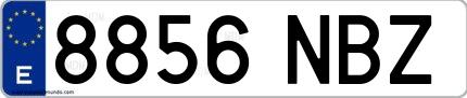 Ejemplo de matrícula española 8856 NBZ